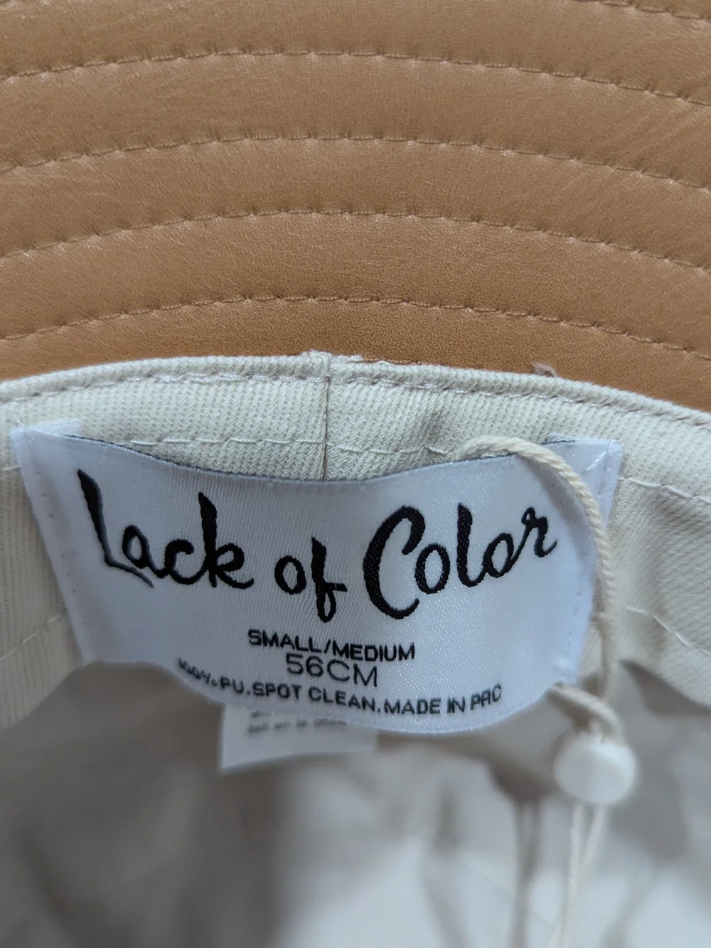 Lack of Color Tan Faux Leather Wave Bucket Hat